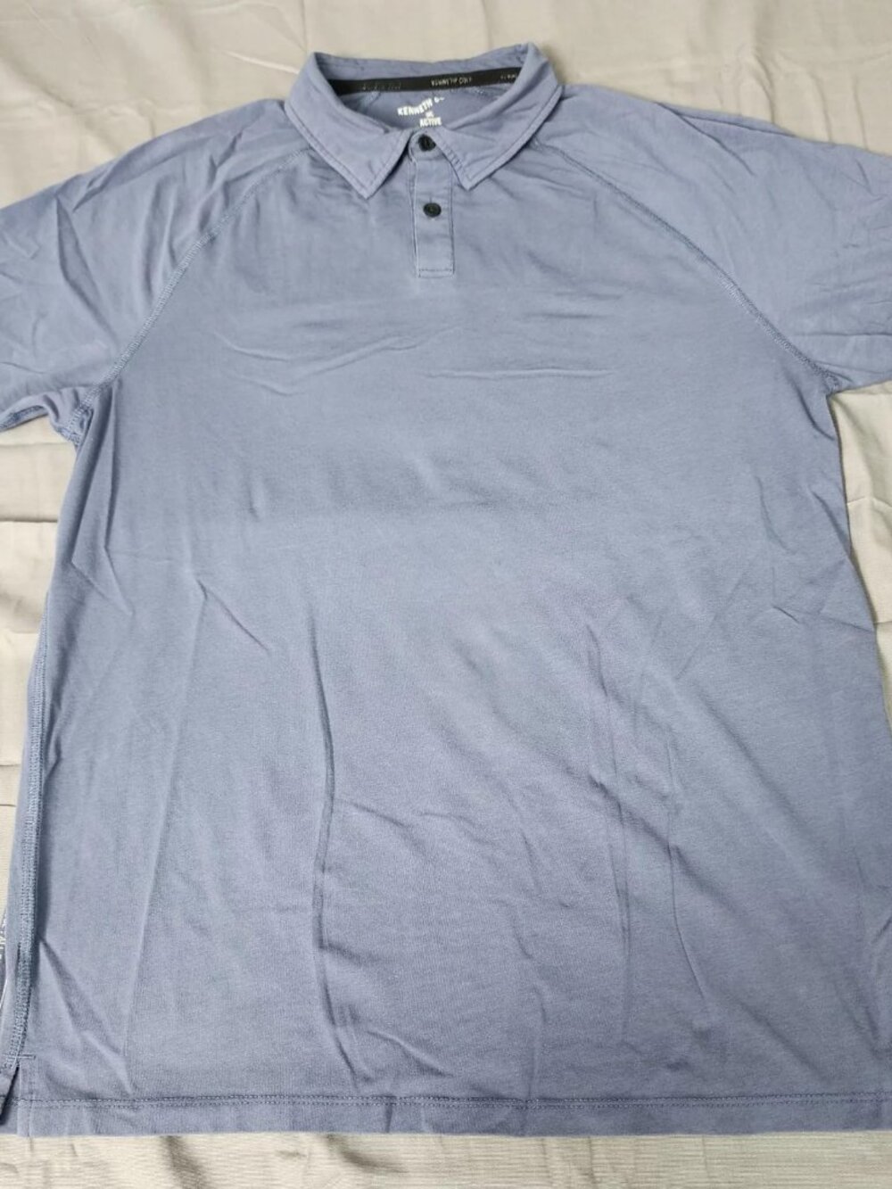 Kenneth Cole Active Men's M Slate Blue Polo Shirt Short Sleeve Stretch Solid